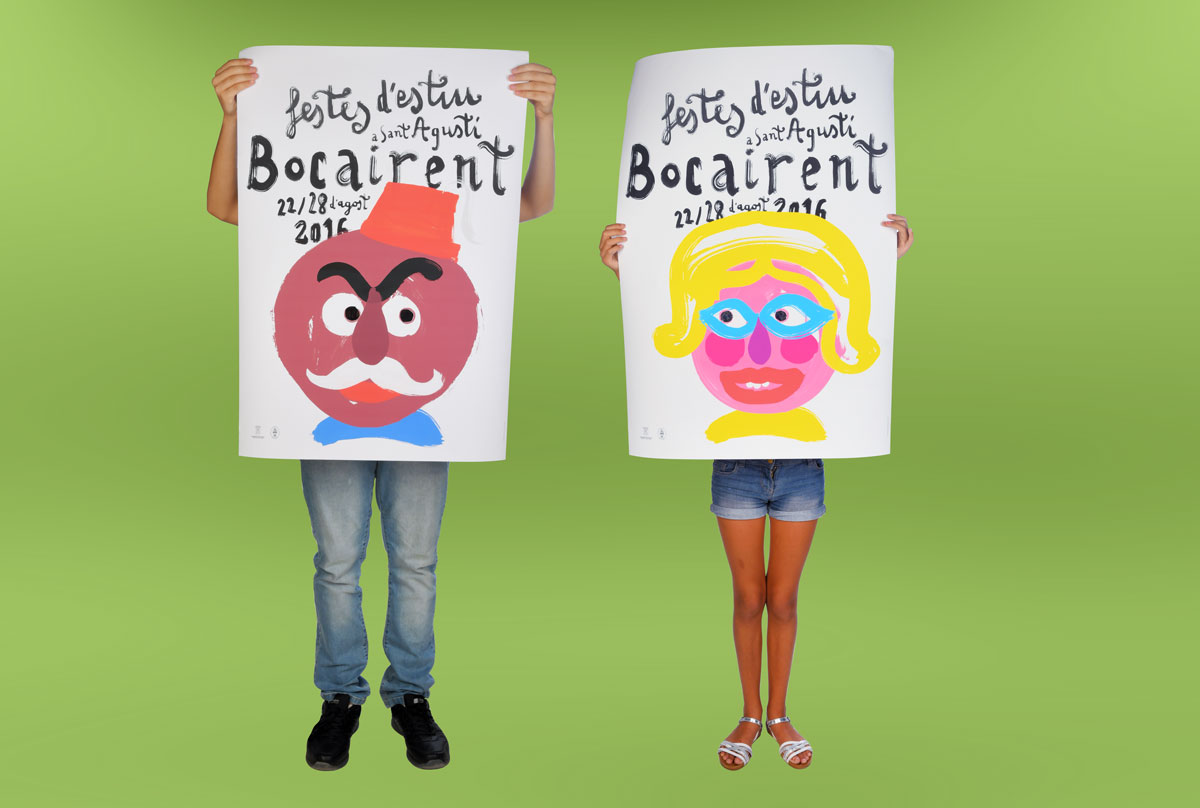 Diseño del cartel a dos caras para las fiestas de cabezudos de Bocairent